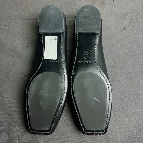 Reformation Mikayla Black Leather Square Toe Flats Sz 9 - Picture 6 of 9